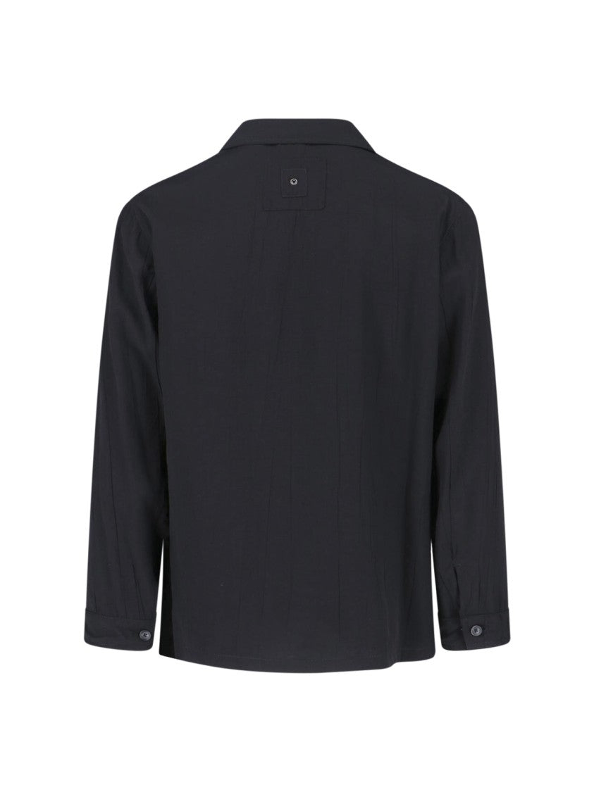 White Sand Black Premium Viscose Blend Button-Up Shirt