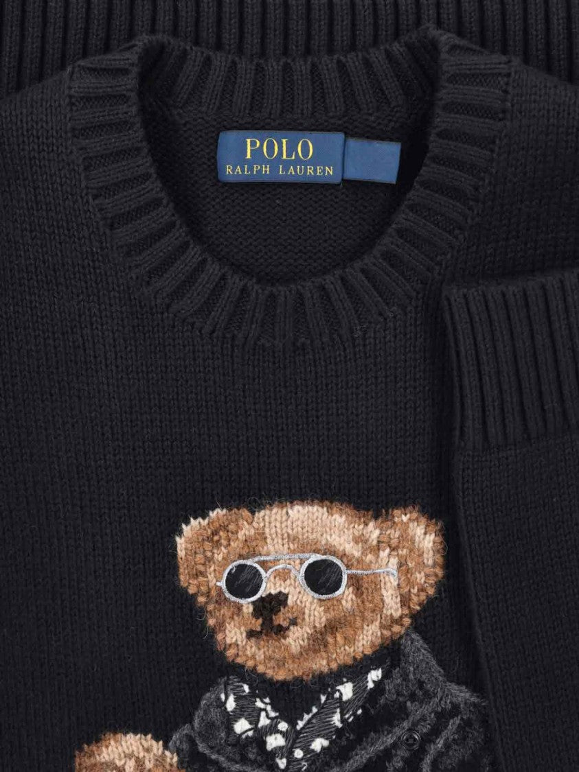 Polo Ralph Lauren Classic Black Sweater With Ribbed Cuffs
