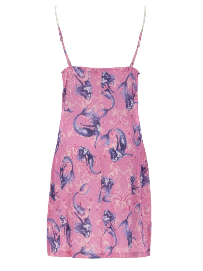 Versace Jeans Couture Pink Mermaid Print Satin Mini Dress
