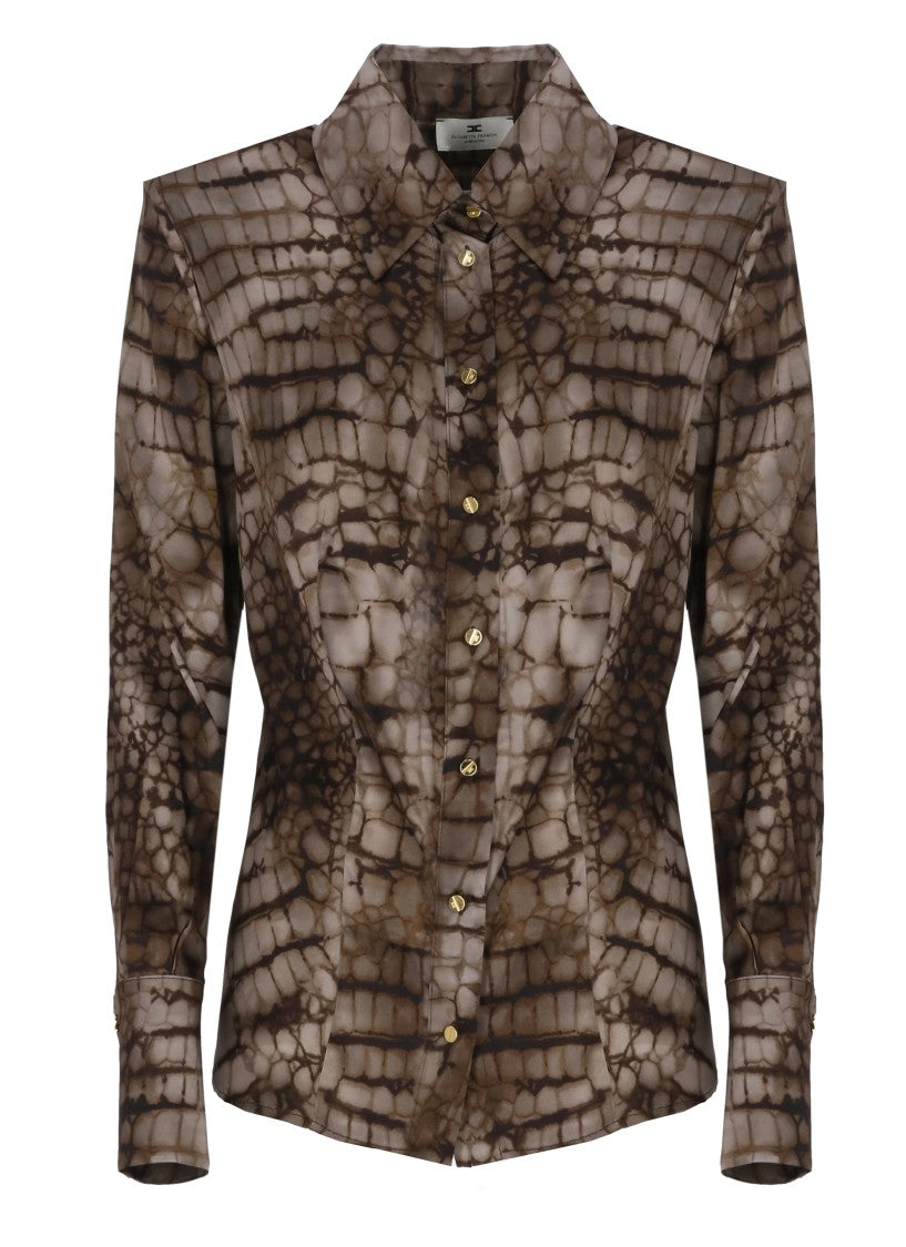 Elisabetta Franchi Brown Viscose Animalier Shirt
