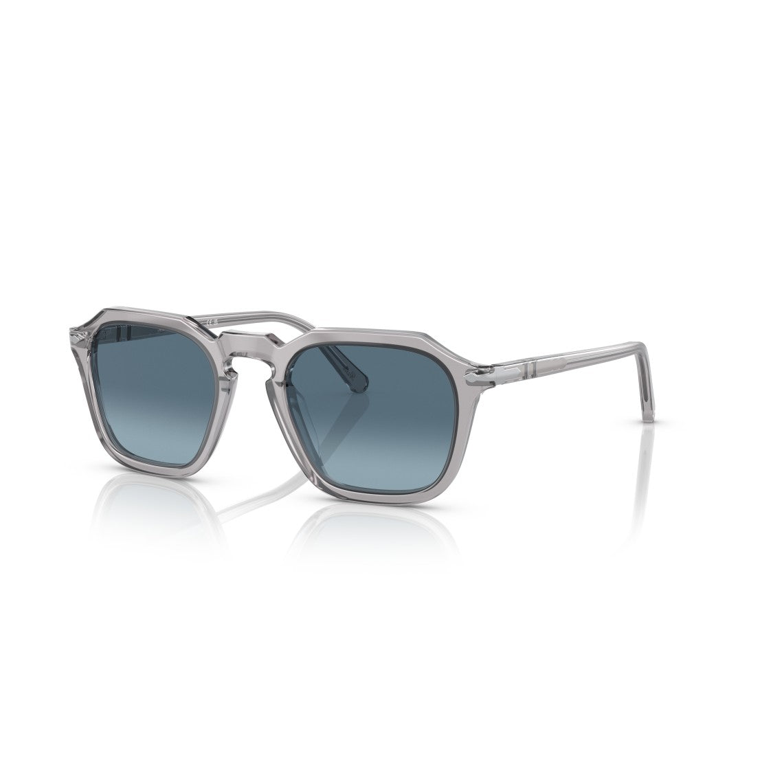 Persol Translucent Acetate Square Sunglasses With Gradient Blue Lenses