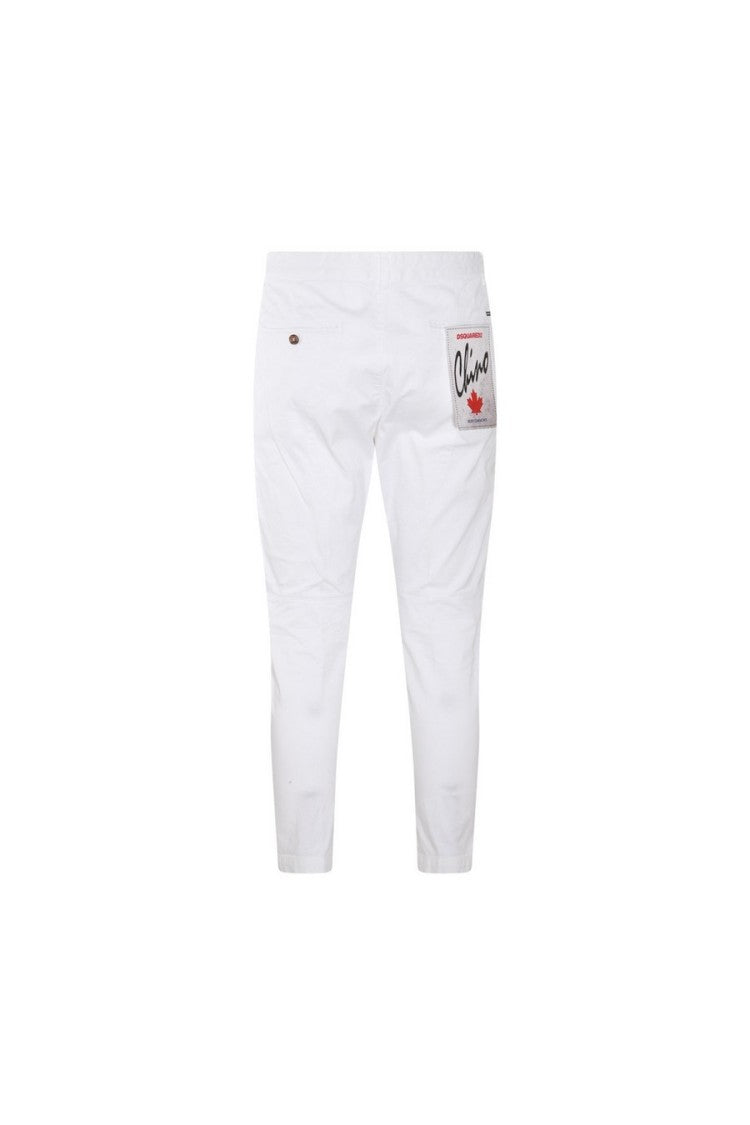 Dsquared2 Tailored White Trousers Crafted From Cotton-Elastan Blend
