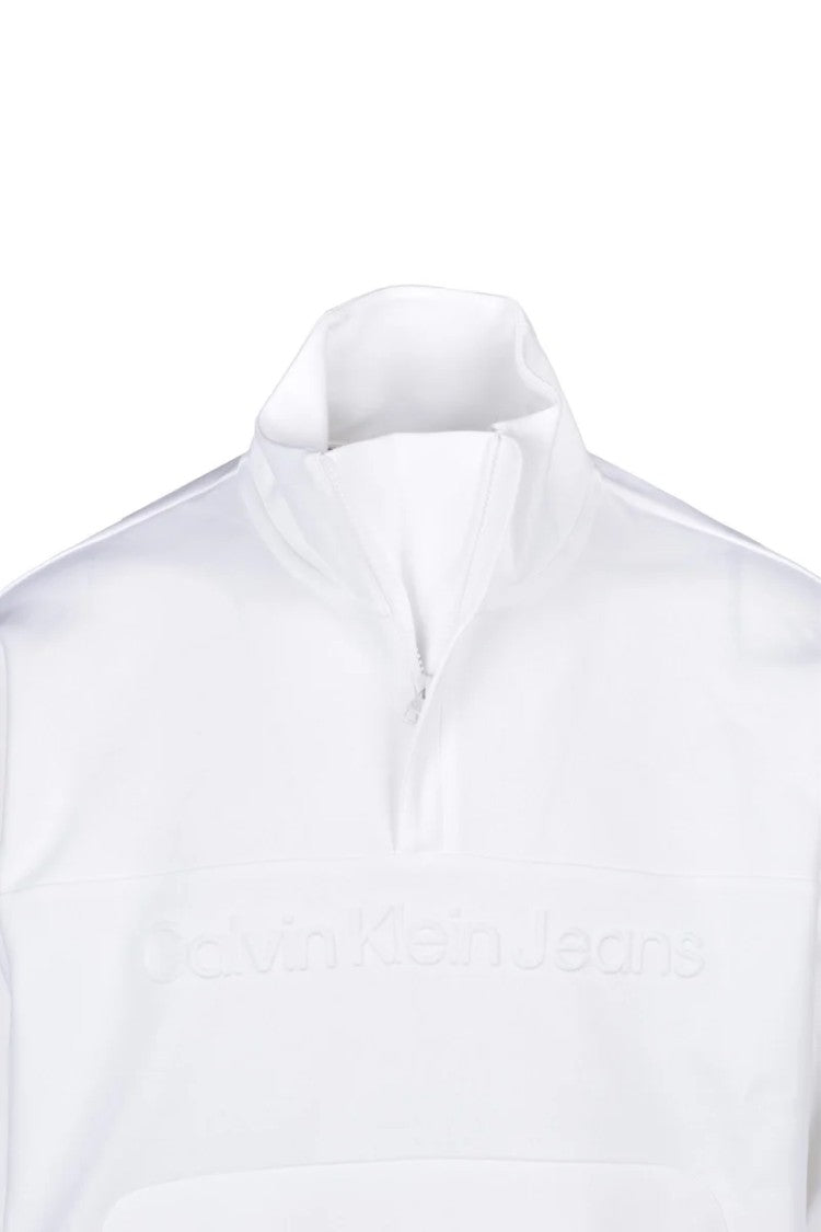 Calvin Klein Jeans White Half-Zip Crewneck Sweatshirt