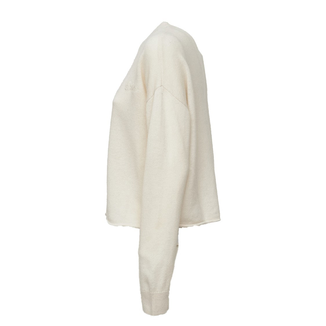 Autry Grey V-Stitch Ribbed Wool Sweater