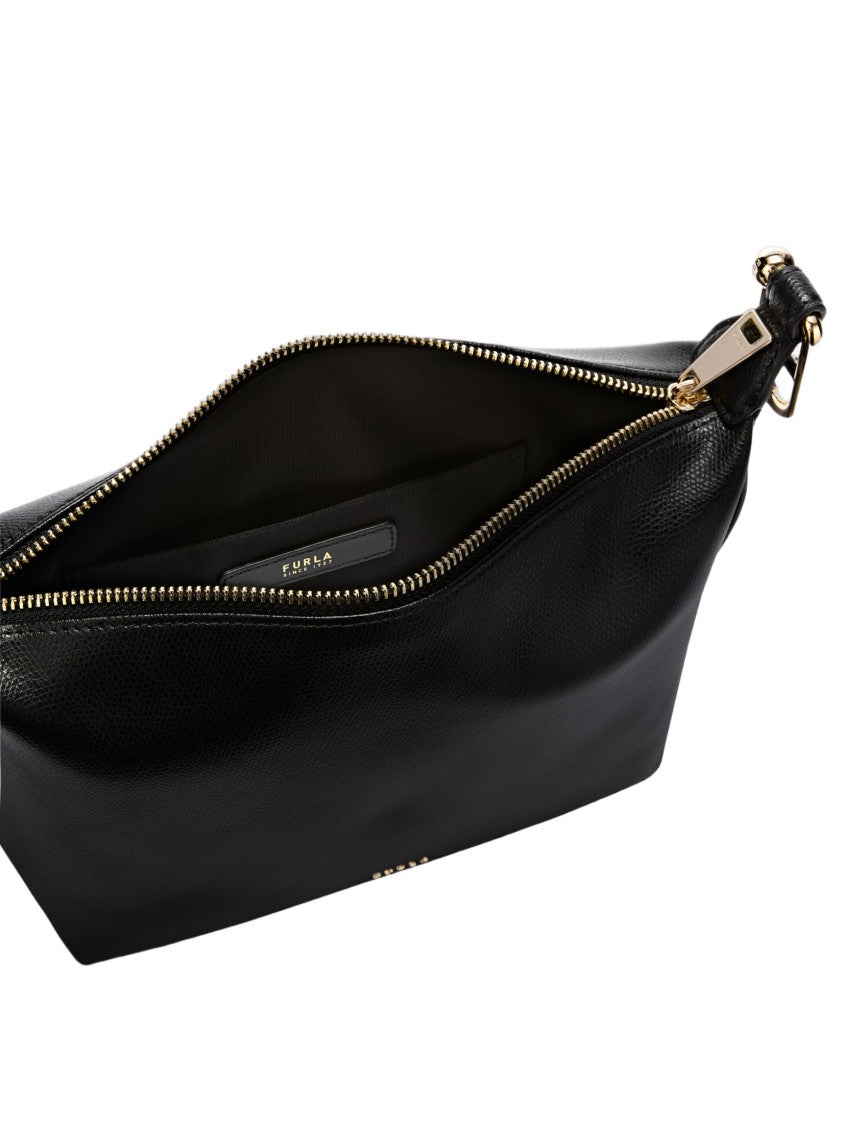 Furla Tonie Mini Hobo Bag In Black Leather