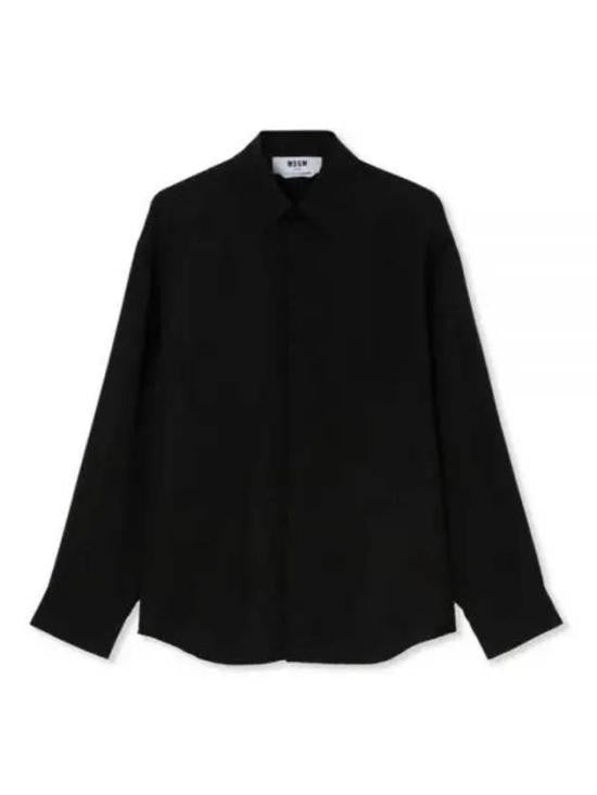 Msgm Black Long-Sleeve Casual Shirt With Classic Collar And Button-Down Front