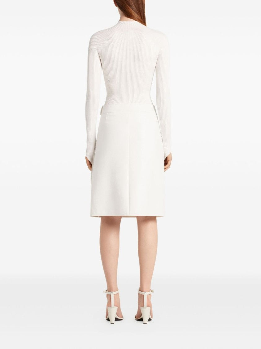 Courrèges White High Neck Ribbed Long Sleeve Top