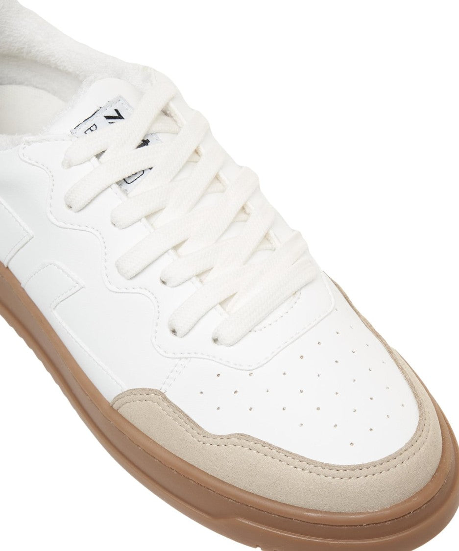 Zeta Handmade White Sneakers With Contrasting Toe Cap