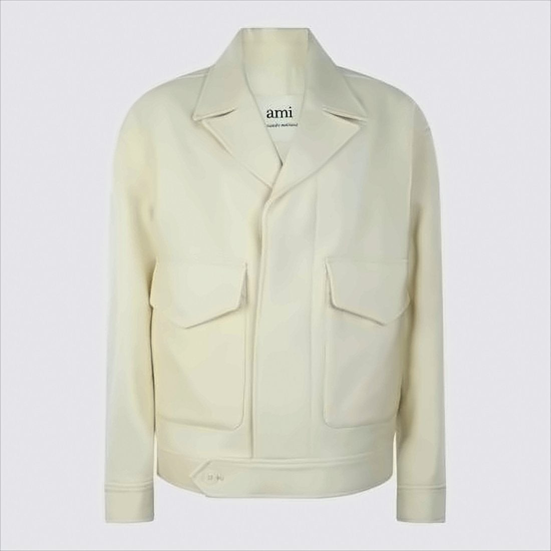 Ami Paris Structured White Wool Jacket With Flap Pockets