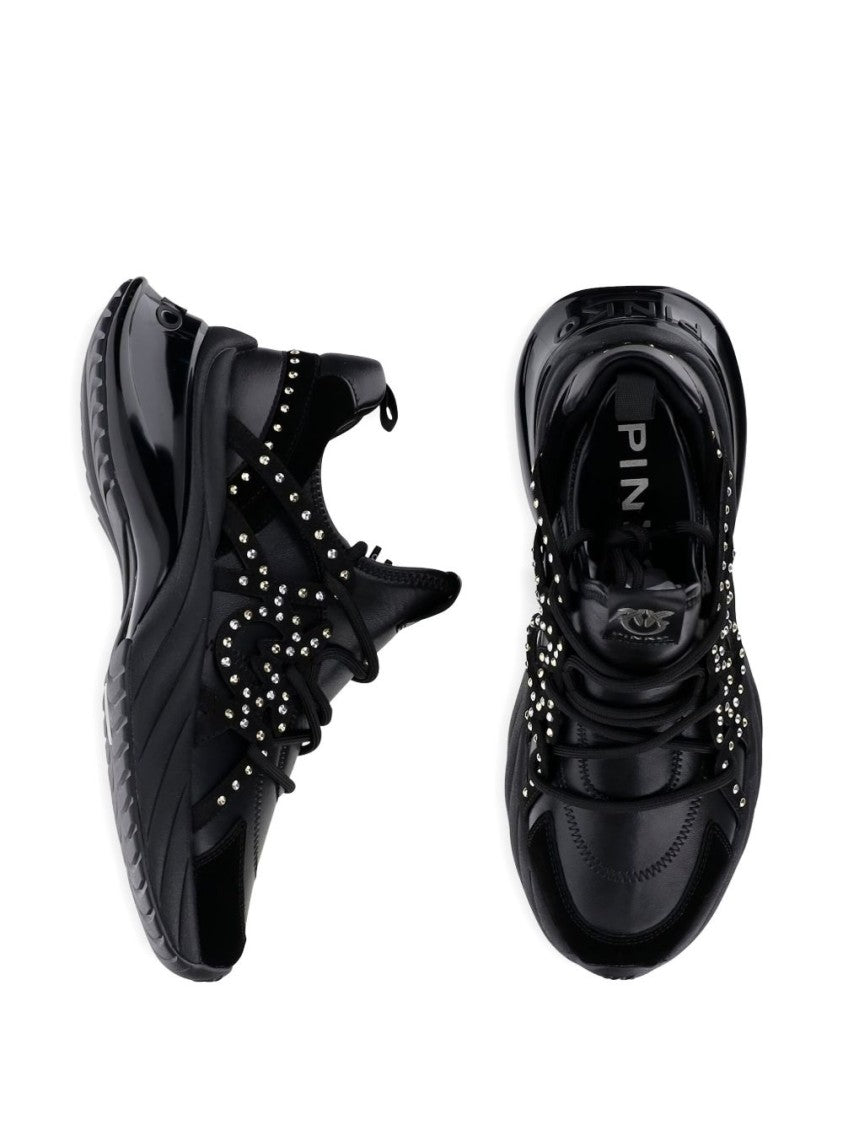 Pinko Sole Black Sneakers With Textured Accents