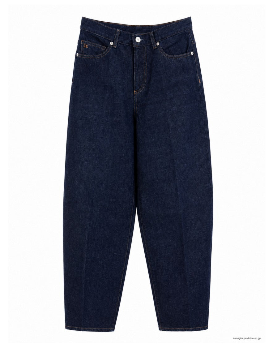 Nine In The Morning Dark Blue High-Waist Slim-Fit Denim Jeans
