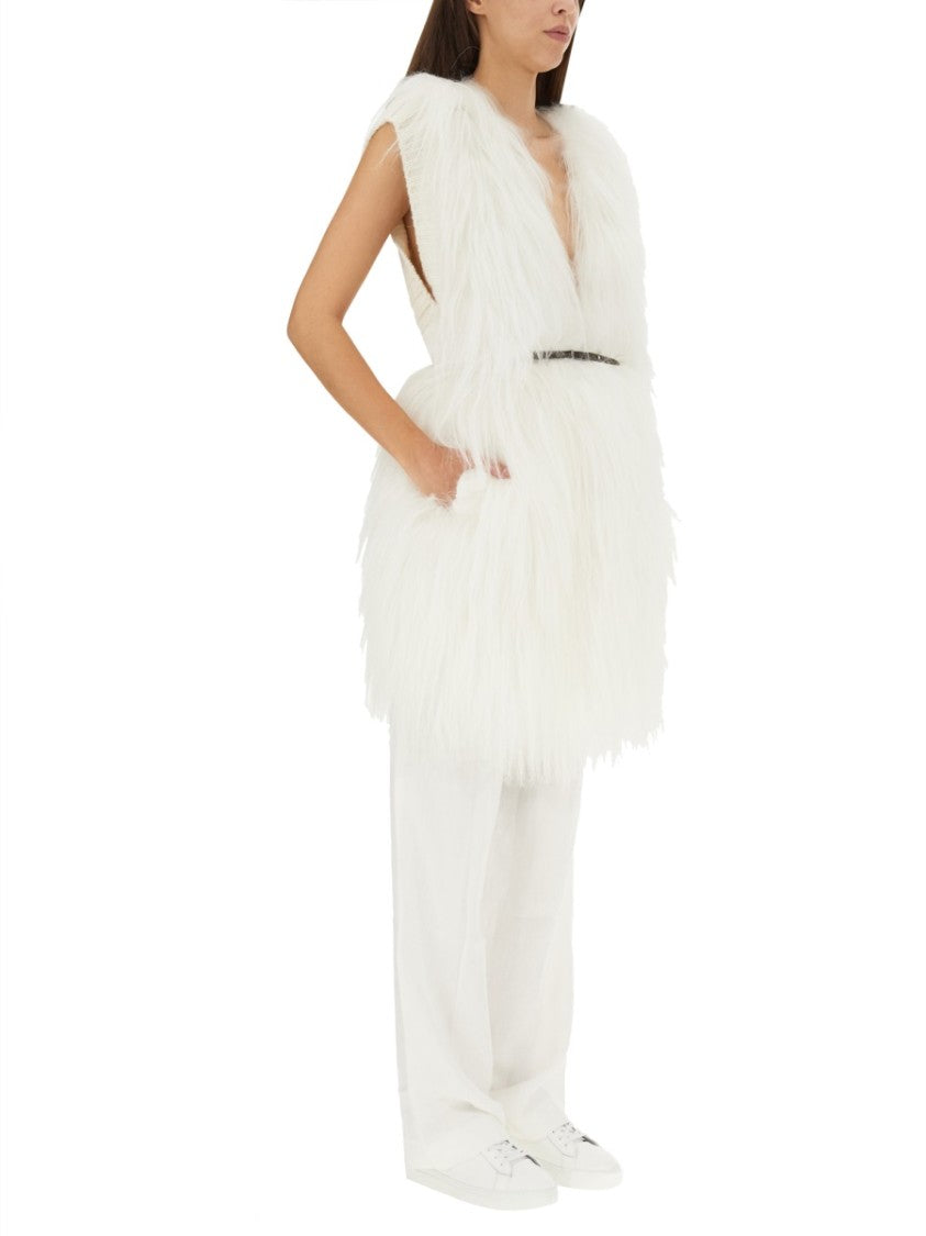 Fabiana Filippi Fluffy White Fur Vest