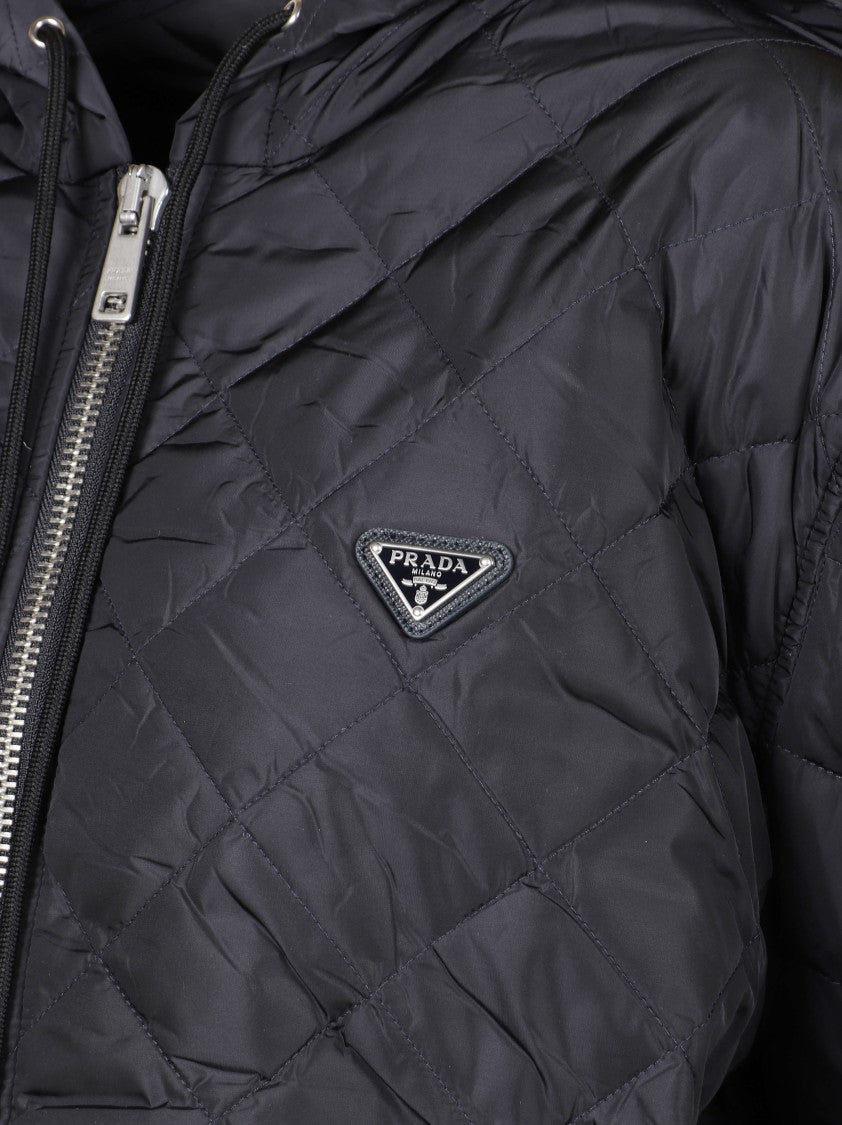 Prada Quilted Oversized Coat With Hood