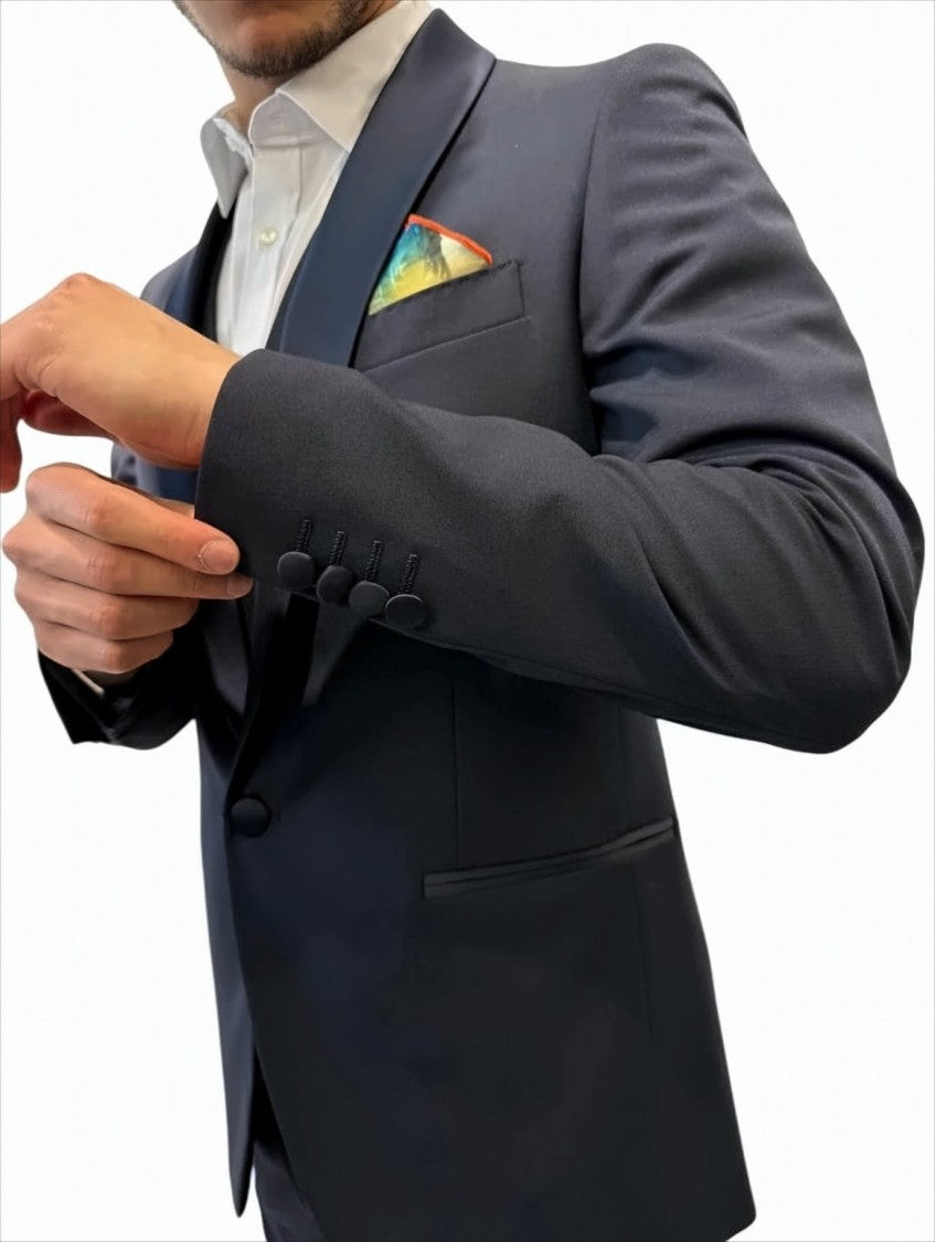 Bharnaba Tokyo Raso Tuxedo Suit With Peak Lapels
