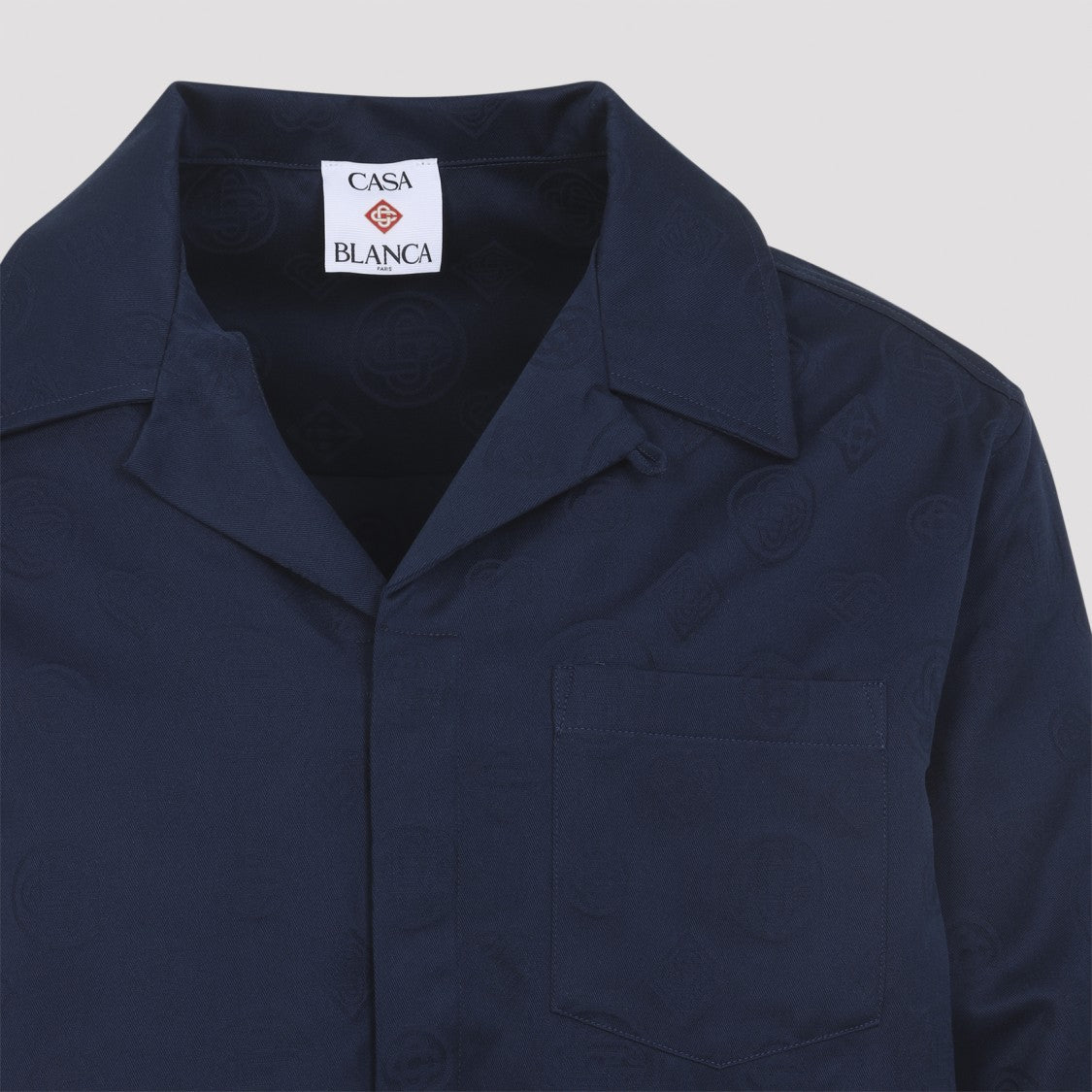 Casablanca Classic Blue Casual Shirt With Embossed Pattern