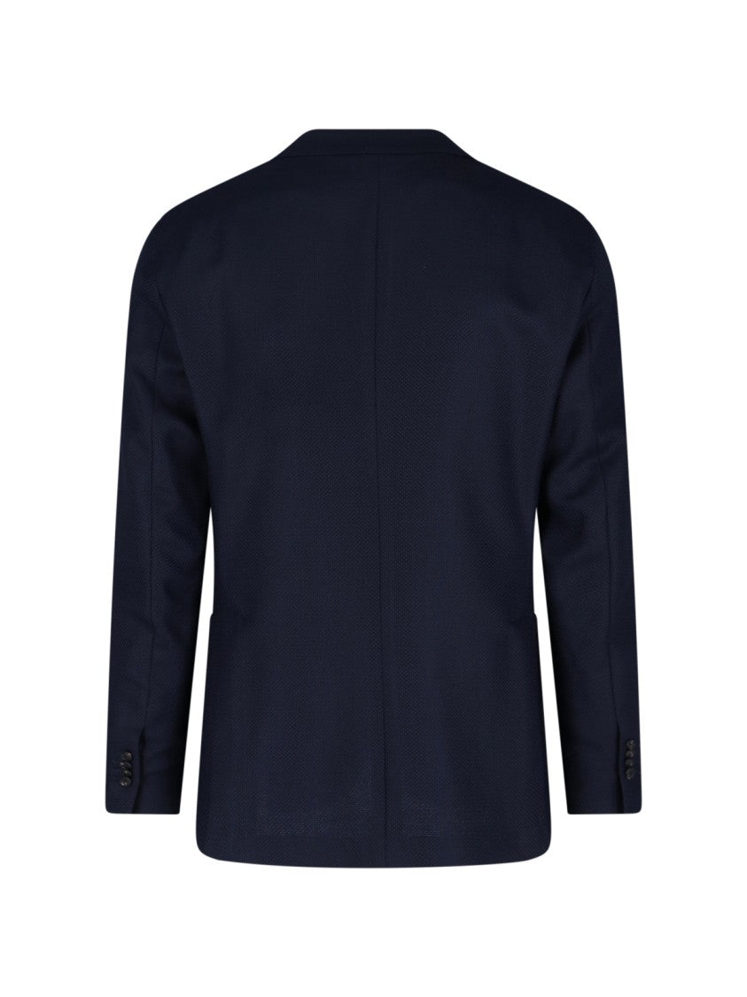 Tagliatore Navy Virgin Wool Single-Breasted Blazer