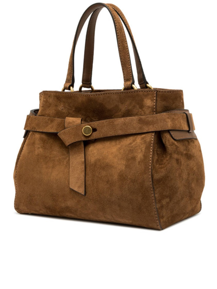 Gianni Chiarini Medium-Sized Suede Handbag With Gold-Tone Closure