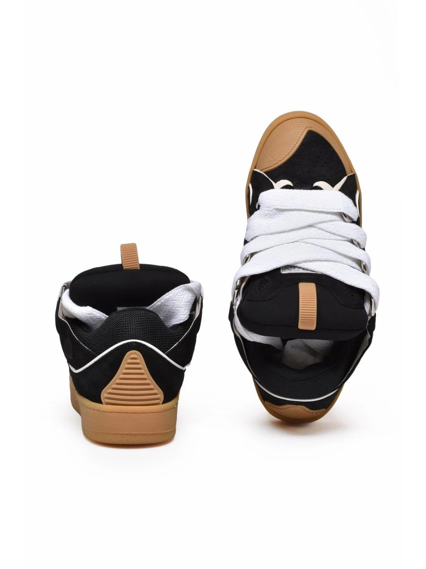 Lanvin Black/White Curb Padded Suede Sneakers