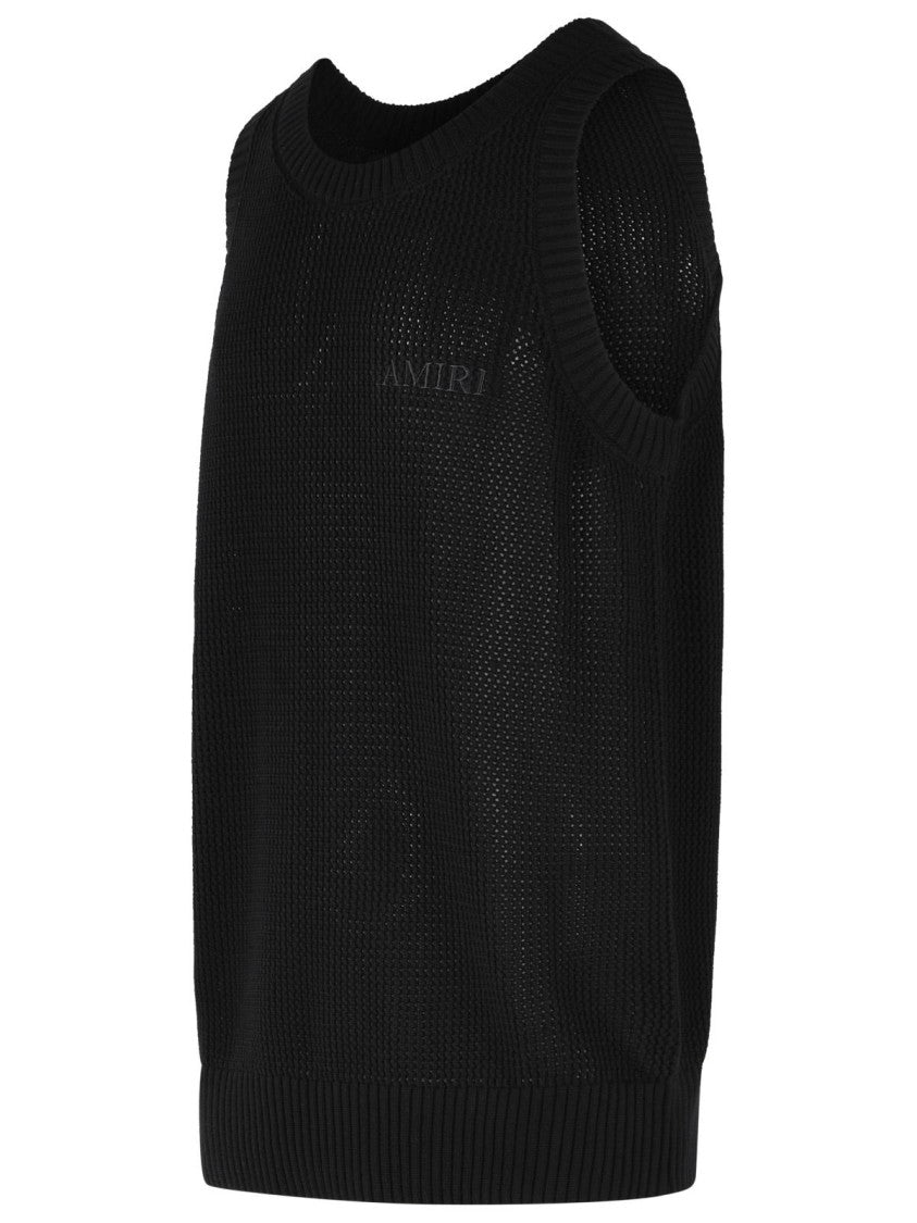 Amiri 'Knit Mesh' Black Cotton Tank Top