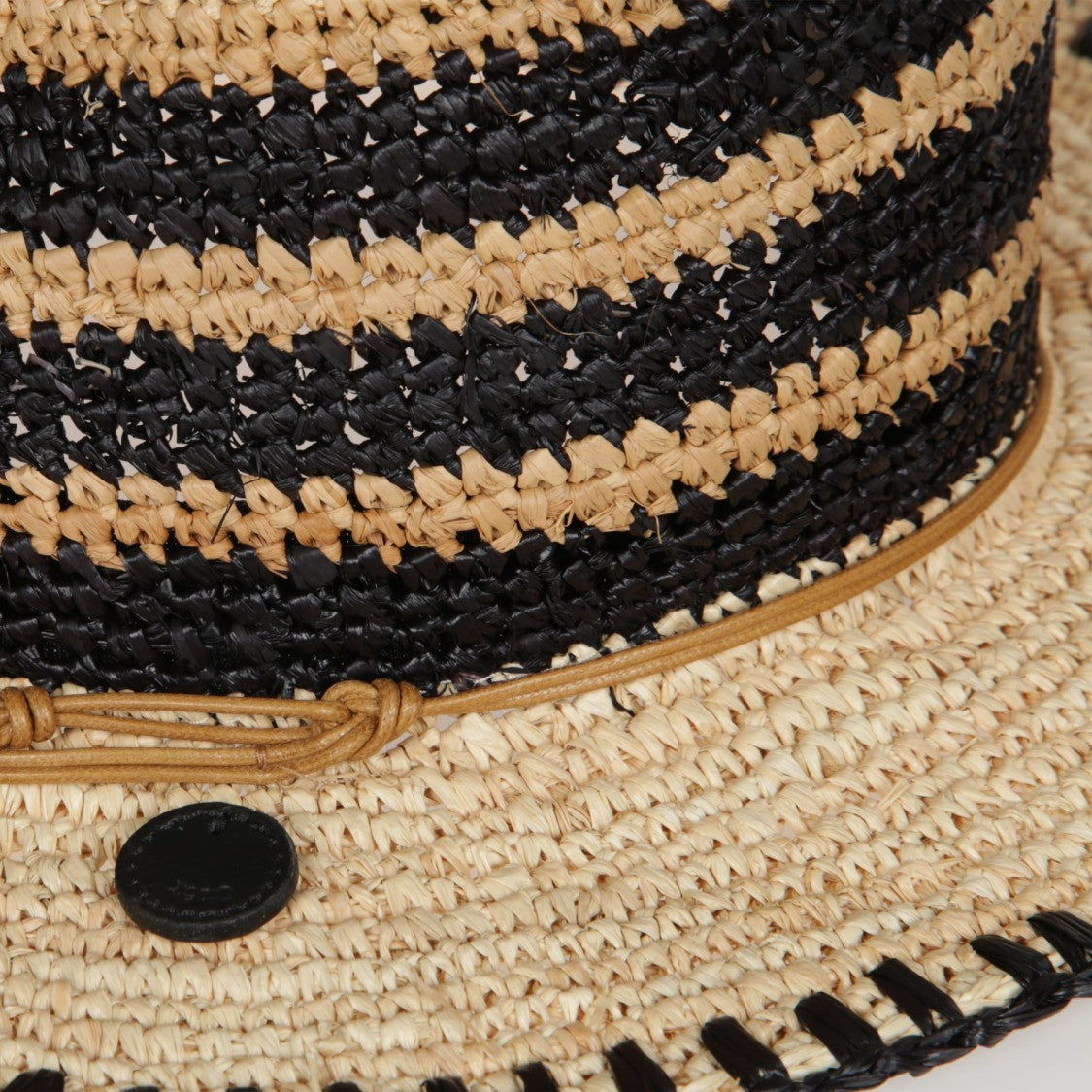 Catarzi Woven Straw Hat With Black Stripe Detail