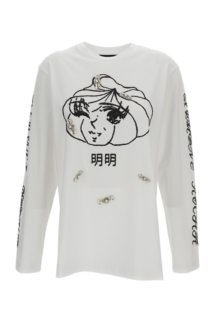 Simone Rocha White Dim Sum Logo Printed T-Shirt