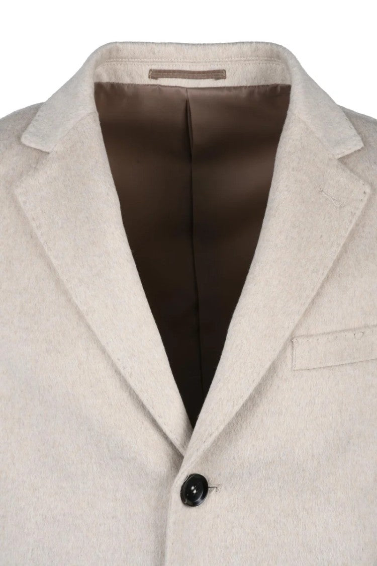 Premier Homme Mid-Length Beige Coat With Tailored Silhouette