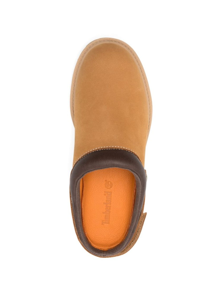 Timberland Slip-On Brown Leather Flat Shoes With Rugged Lug Sole