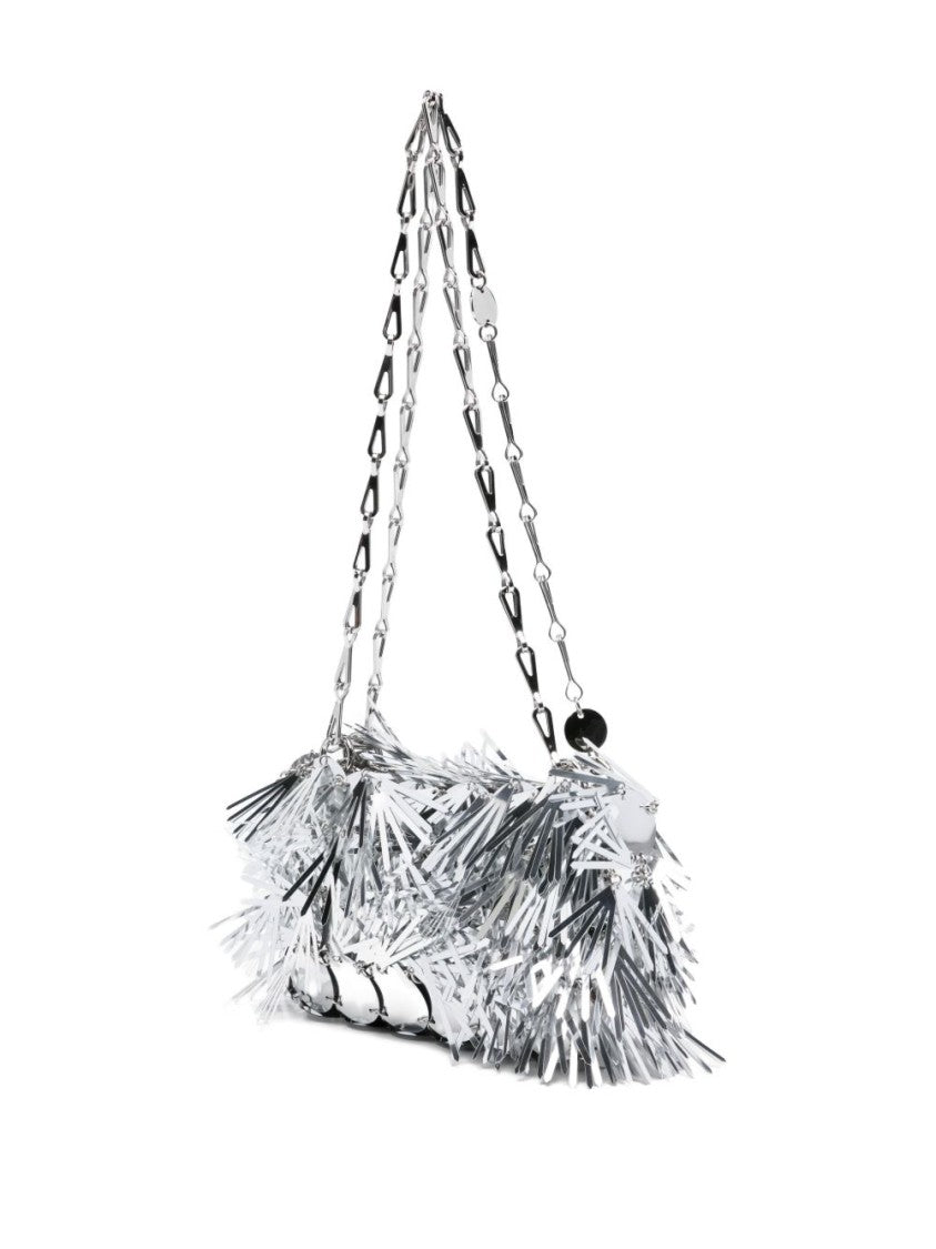Rabanne Nano Sparkle Handbag With Silver Metallic Finish