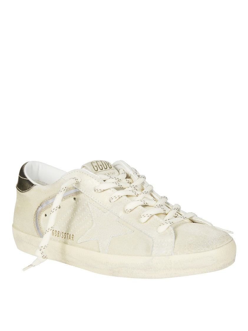 Golden Goose Beige Suede Silver Heel Super-Star Sneakers