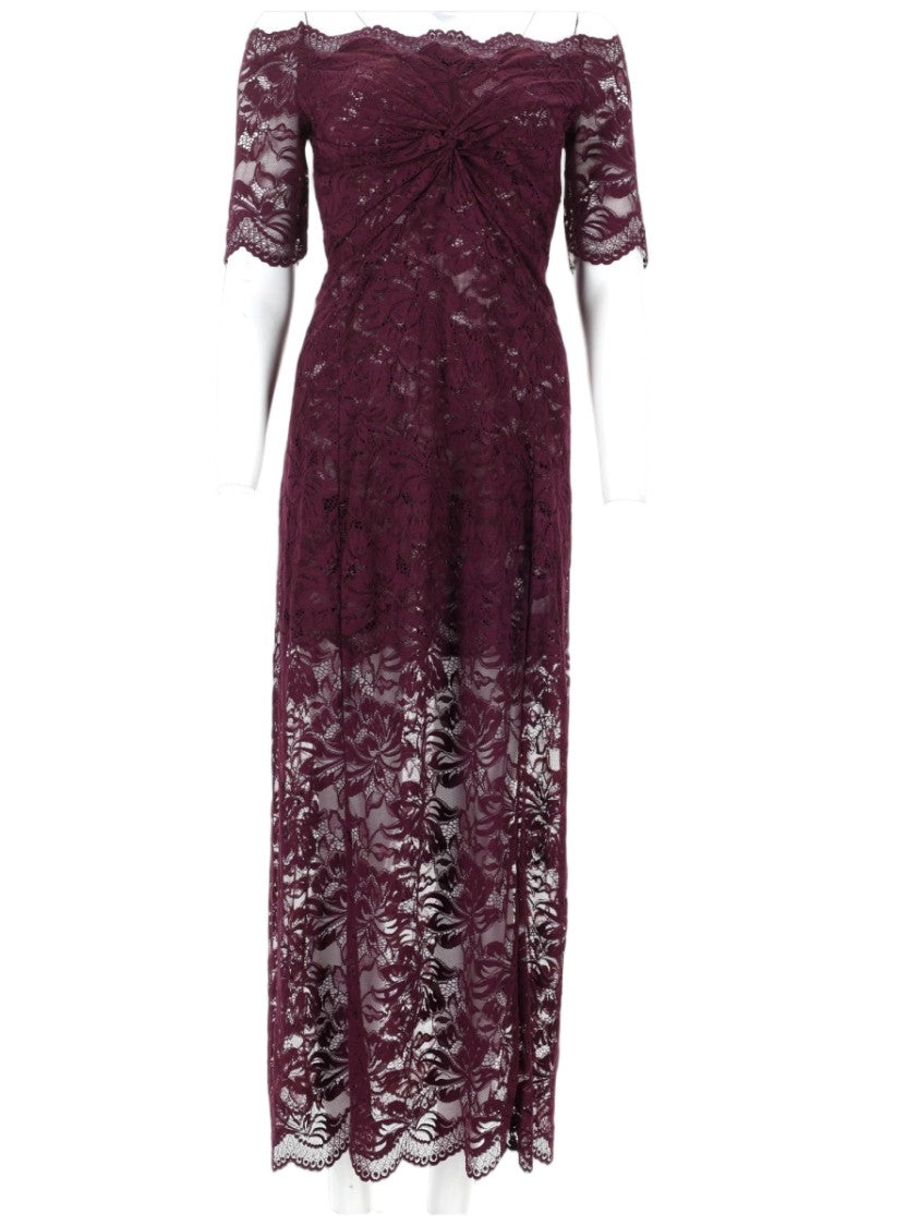 Rabanne Layered Lace Midi Dress With Off-The-Shoulder Neckline