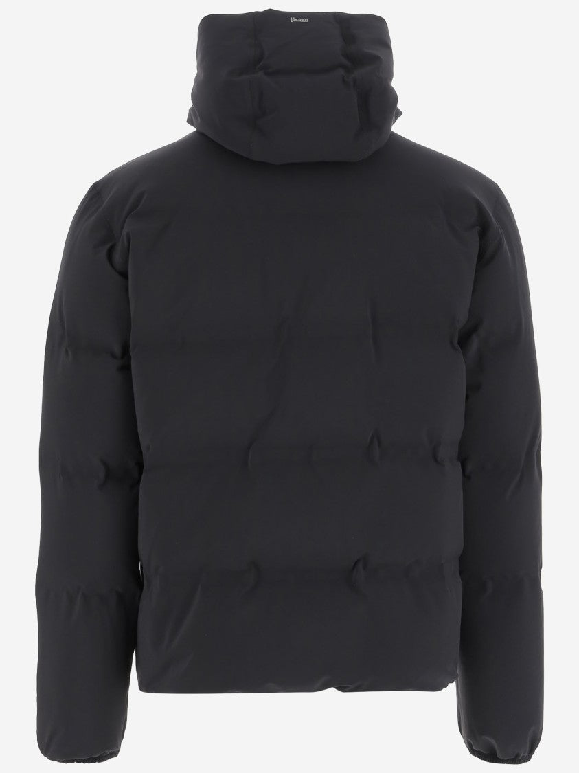 Herno High-Collar Hooded Down Jacket With Logo Detail