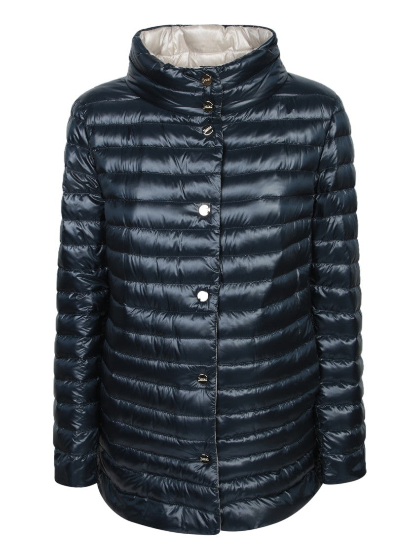Herno Lightweight Quilted Grey Jacket With High Collar