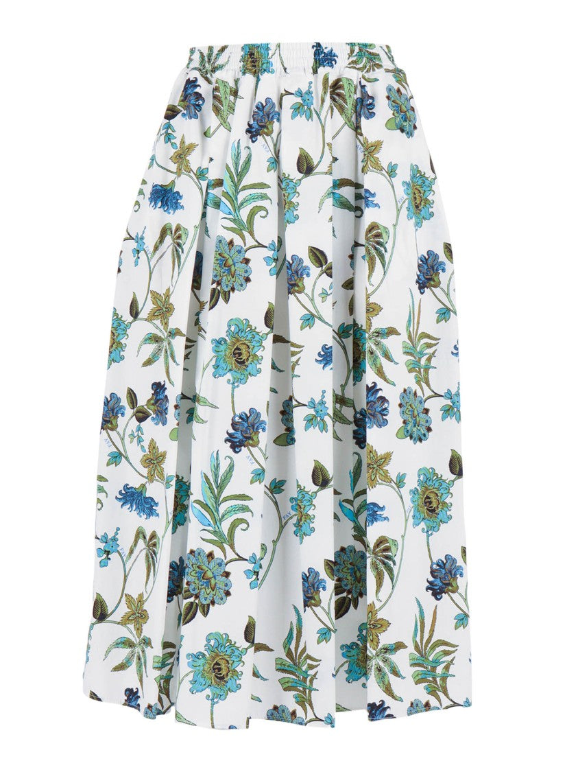 Fay Floral Print Elastic Long Skirt