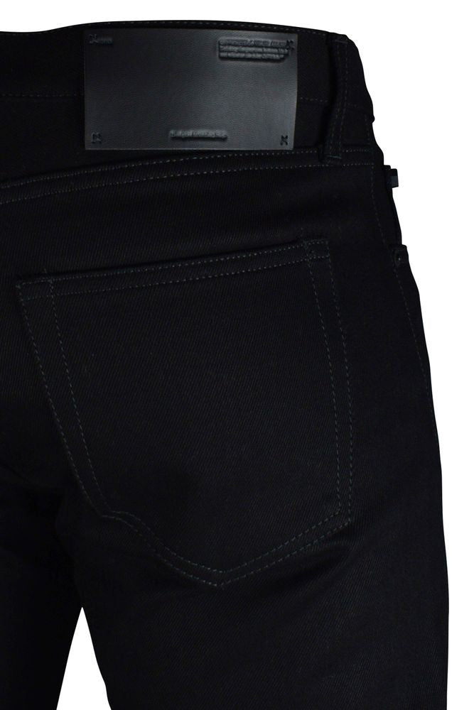 Off-White Straight-Cut Black Jeans With Diagonal Stripes