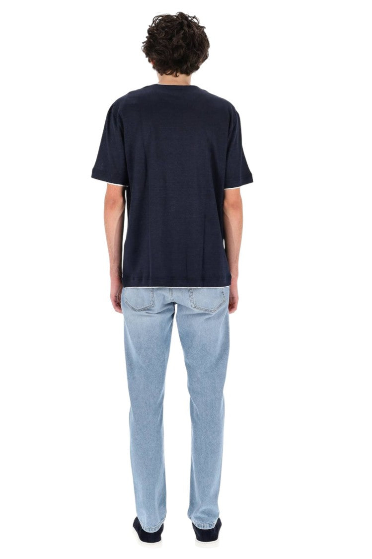Eleventy High Neck Linen Jersey T-Shirt