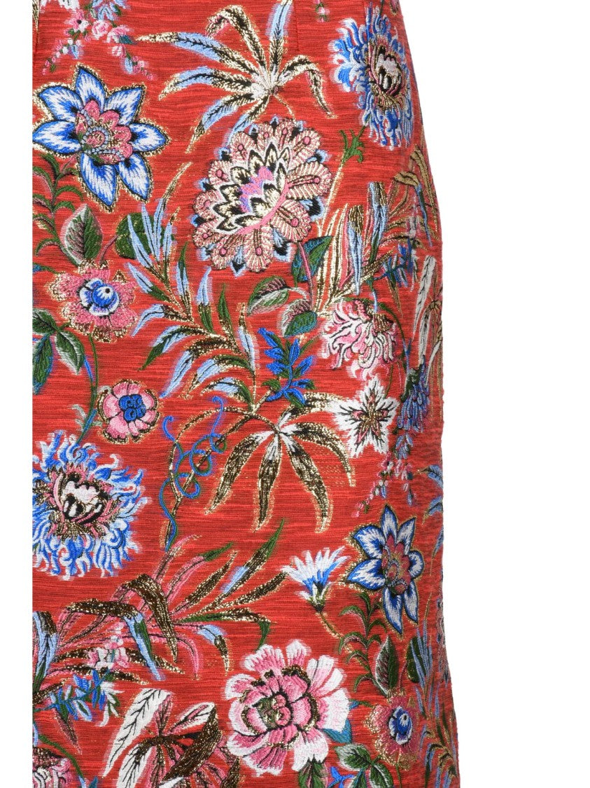 Dolce & Gabbana High-Waisted Damask Floral Skirt With Metallic Accents