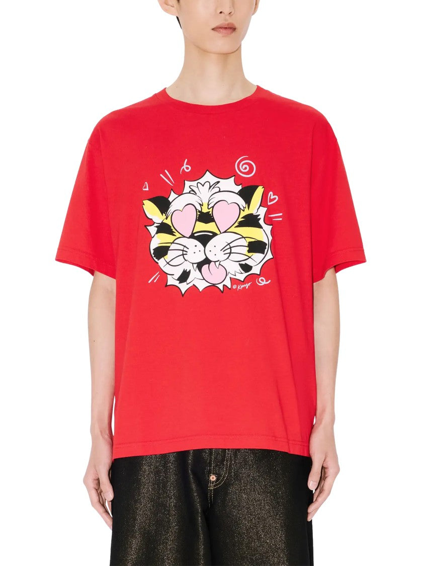 Kenzo Kenzo Wild Tiger Oversized T-Shirt In Radiant Red