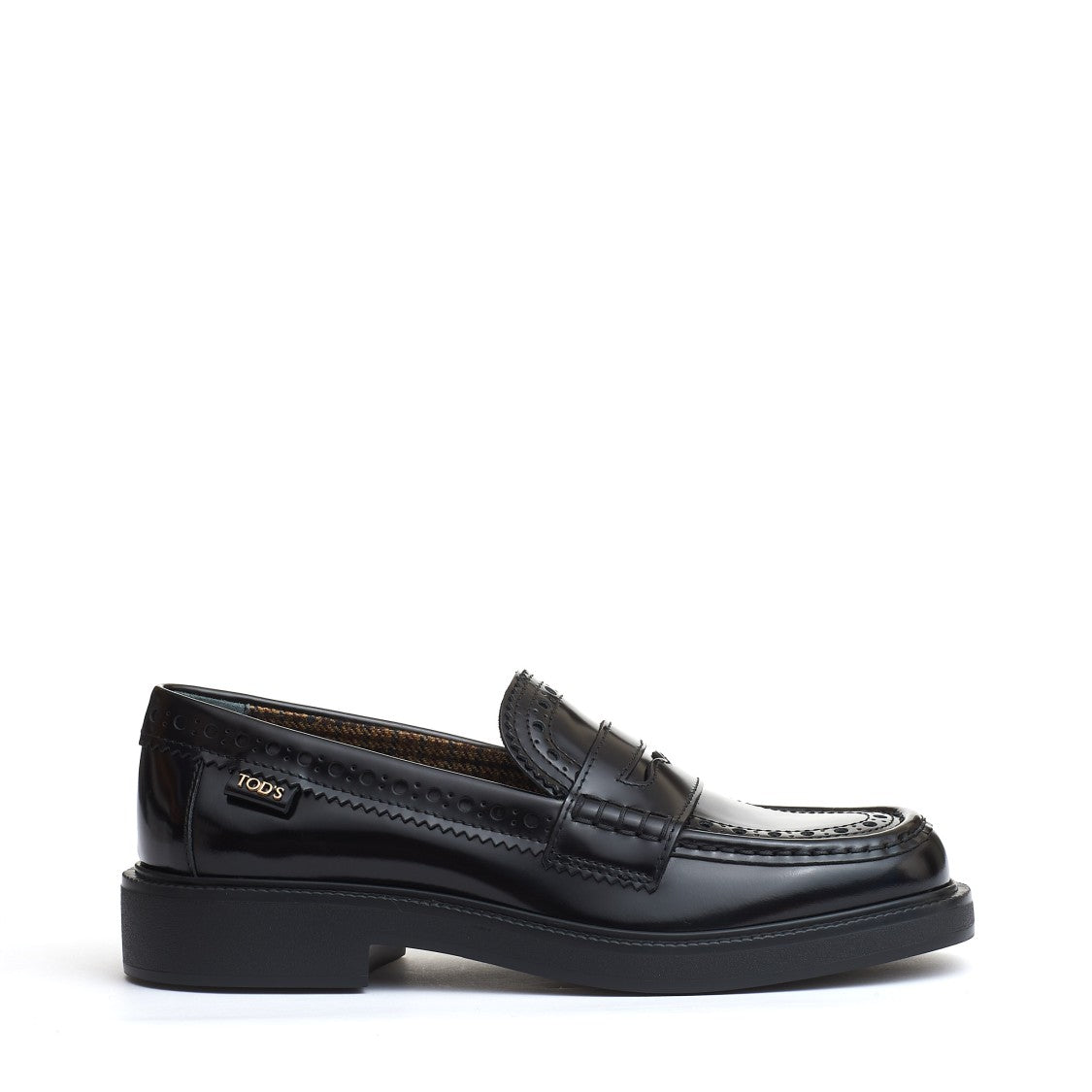 Tod's Black Brushed English Leather Moccasin