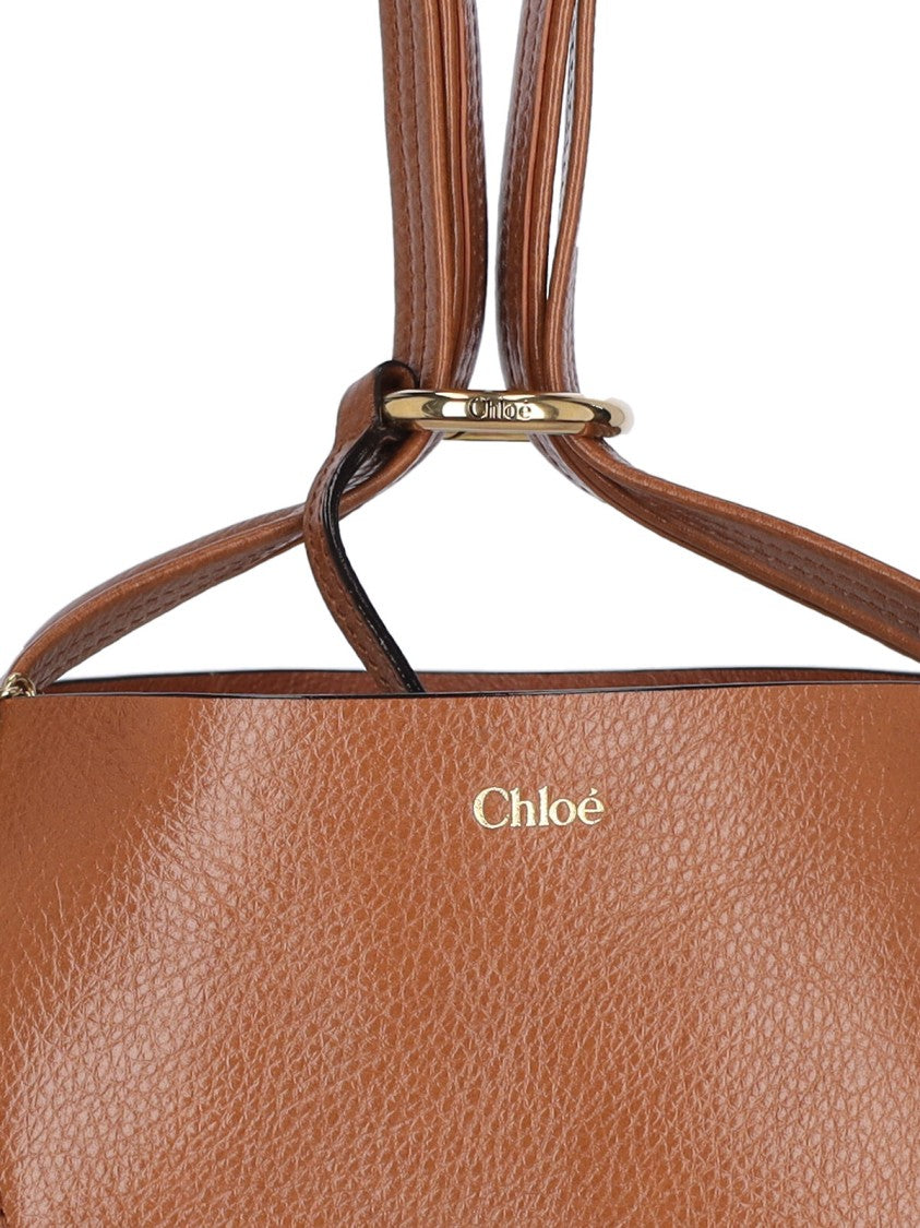 Chloé Brown Spin Pebbled Leather Tote Bag