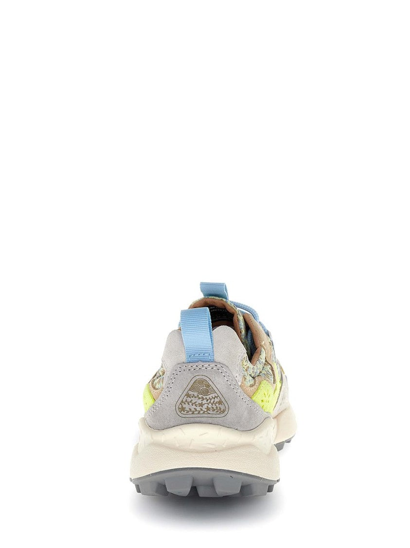 Flower Mountain Floral-Patterned Sneakers With Suede Overlays And Chunky Sole