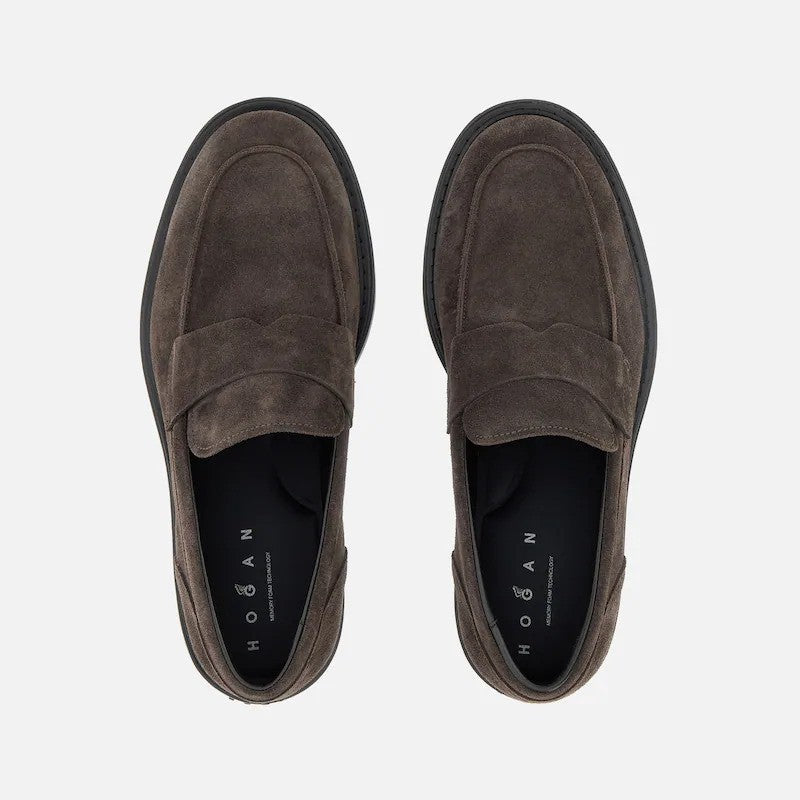 Hogan Brown Suede Penny Loafers