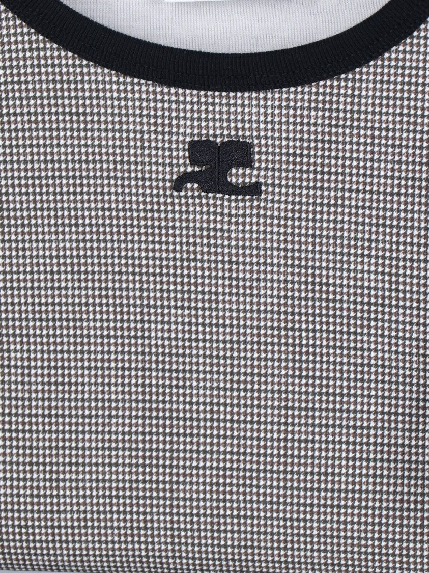 Courrèges Houndstooth Logo T-Shirt – Black And White