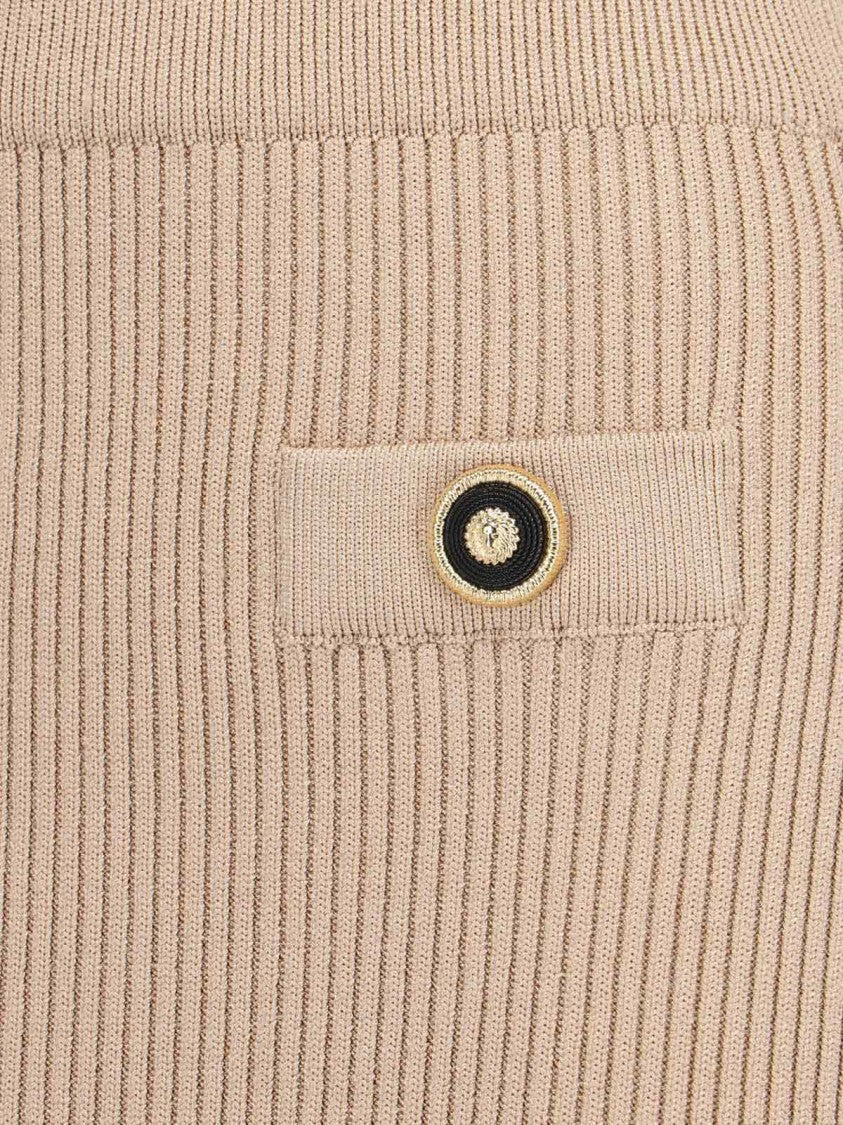Balmain Knit' Midi Skirt – Beige