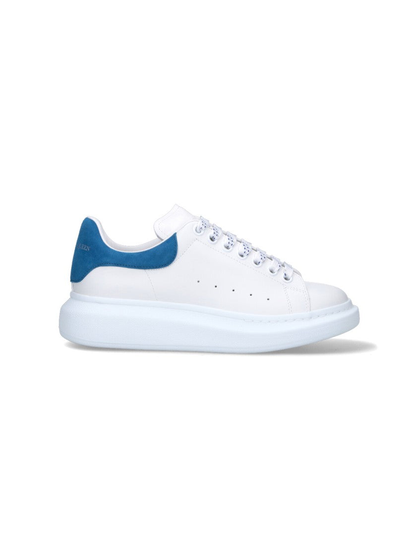 Alexander Mcqueen Rounded Toe White Calf Leather Platform Sneakers