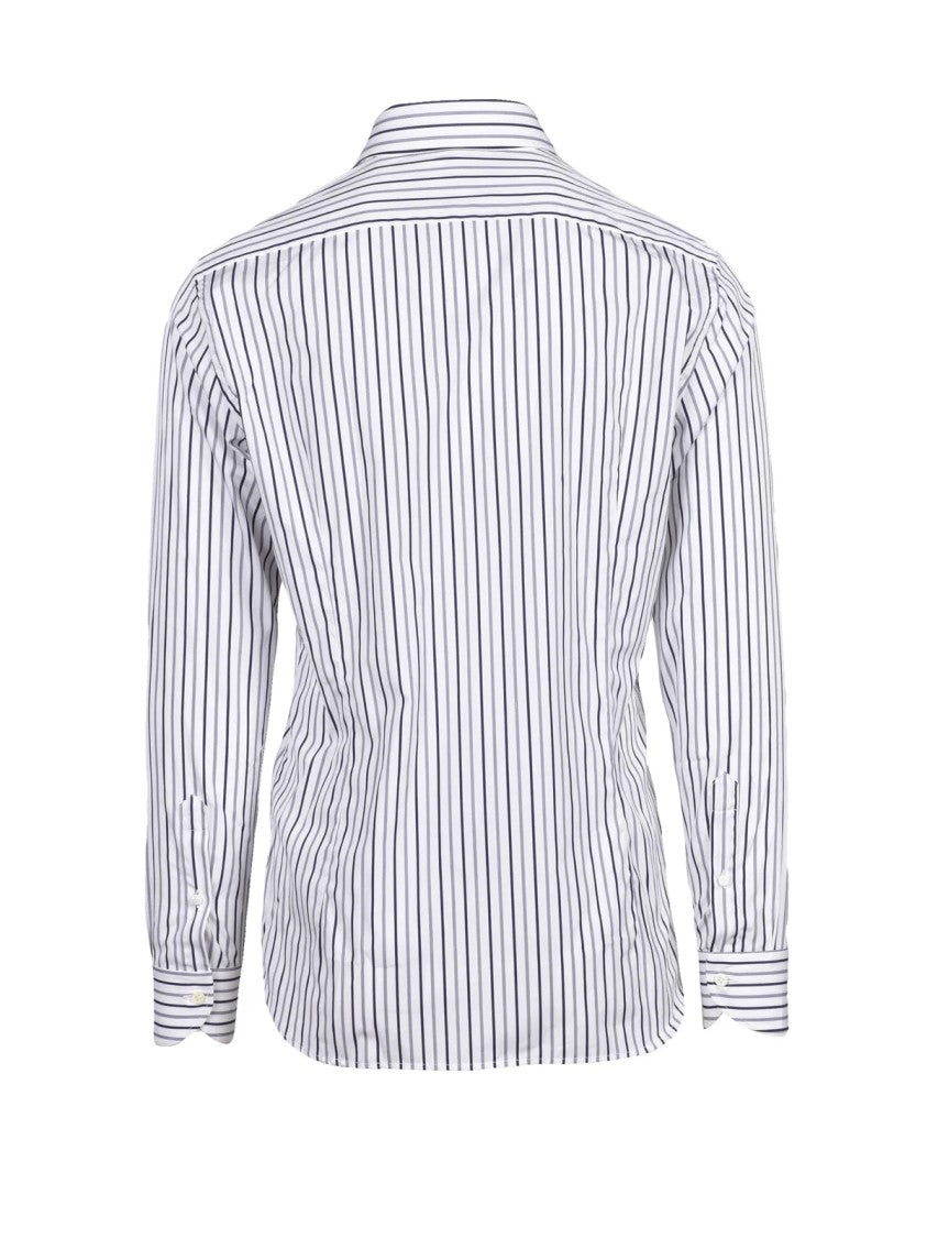 Guglielminotti Cream/Blue Striped Cotton Shirt
