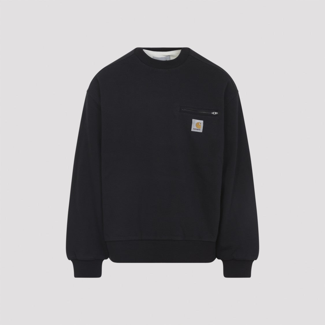 Carhartt Wip Balloon Fit Black Cotton Sweatshirt With Zip Pocket