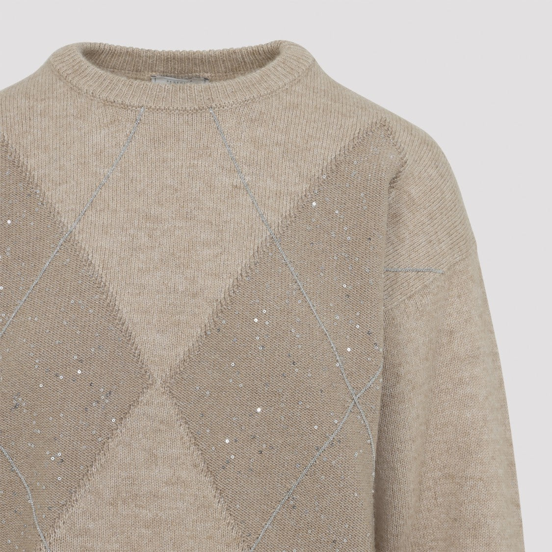 Peserico Argyle Knit Sweater With Sparkling Embellishments