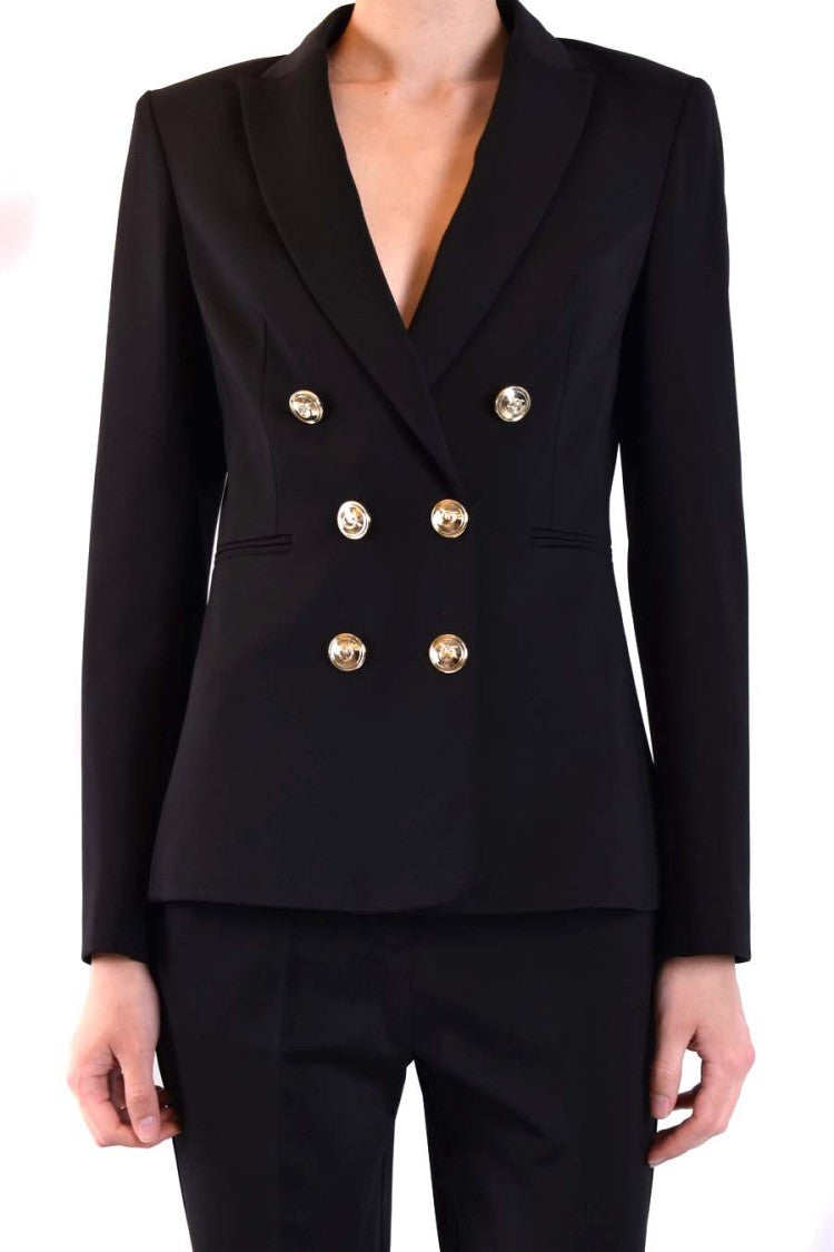 Pinko Tailored Black Blazer Double-Breasted Gold-Tone Accents