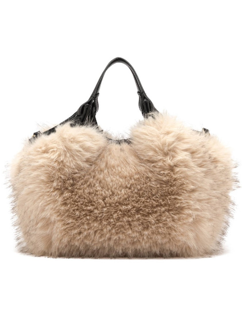 Gianni Chiarini Plush Alabaster Handbag With Detachable Leather Strap