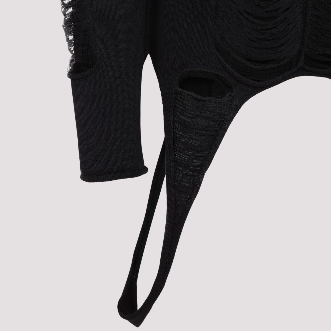 Rick Owens Black Virgin Wool Long-Sleeve Top With Asymmetric Hem